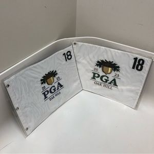 Set of Two 2023 PGA Championship Oak Hill Country Club Golf Flags Embroidered